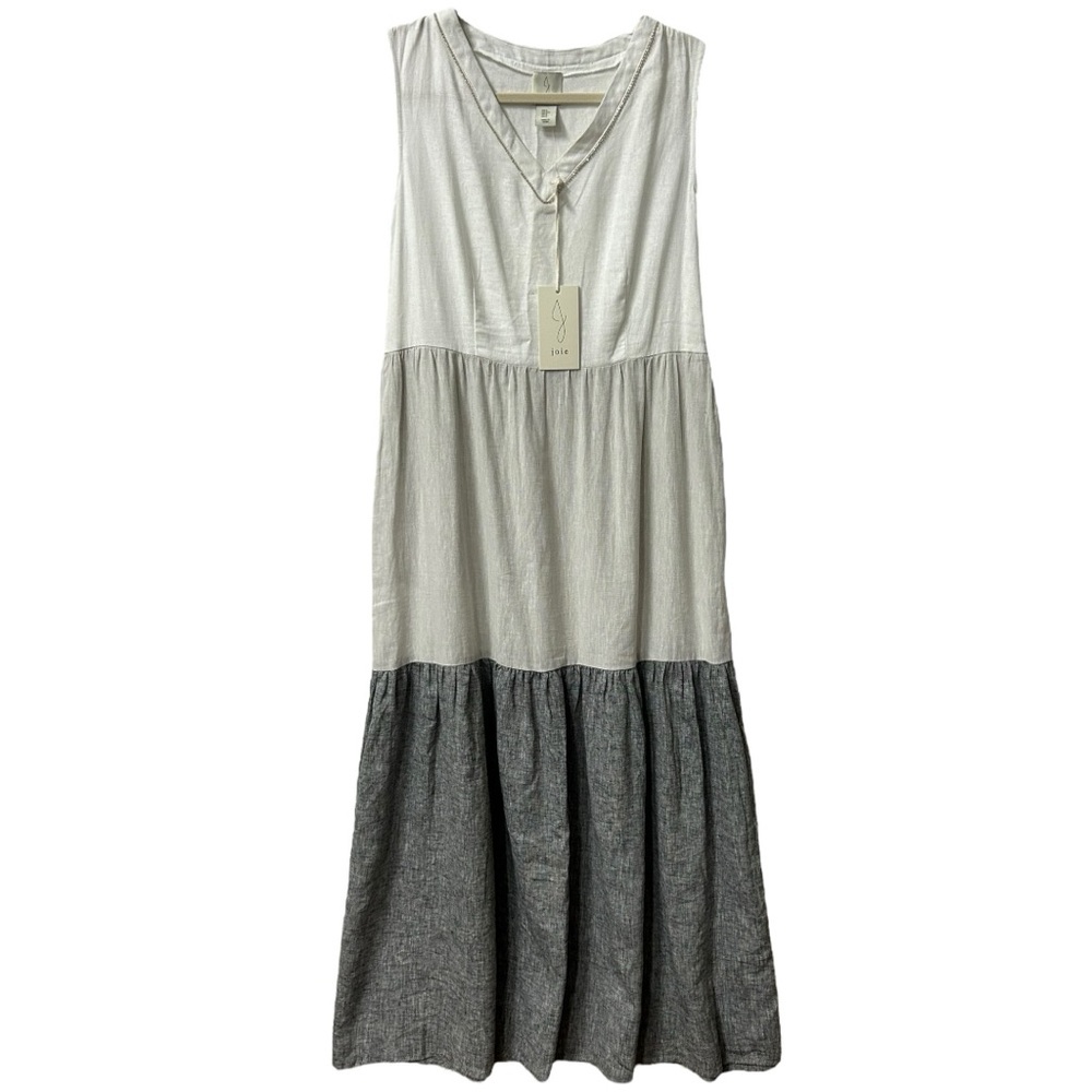 Joie NWT Women’s Sleeveless Color Block Linen Blend Maxi Dress ‎ Sz S
